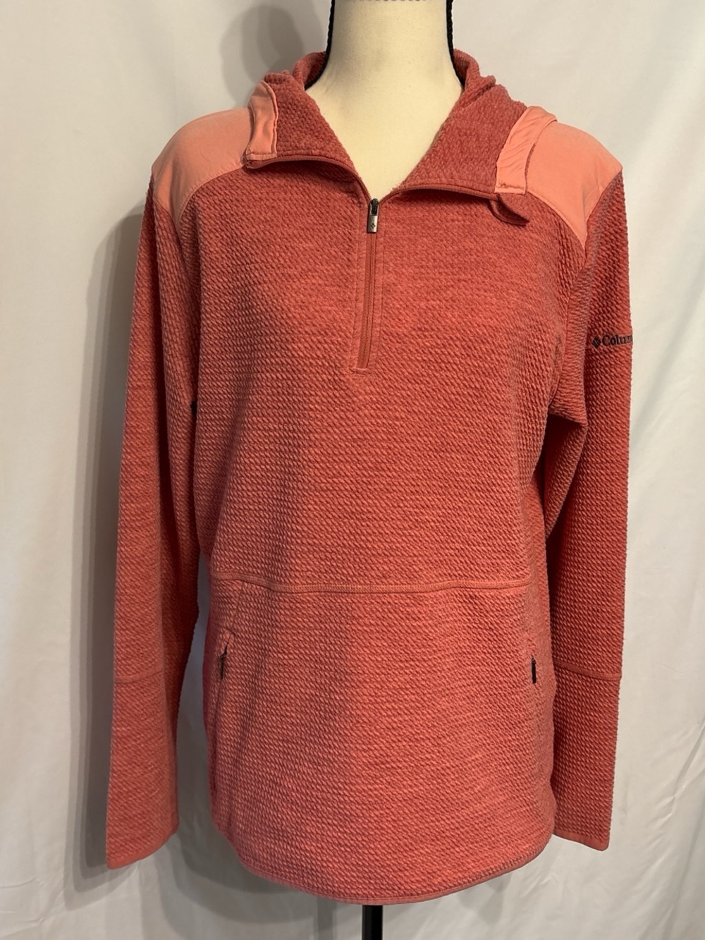 Columbia Women's Coral Half-Zip Hoodie Fleece Pullover SZ L